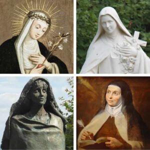 individual art portraits of all 4 women doctors of the church
