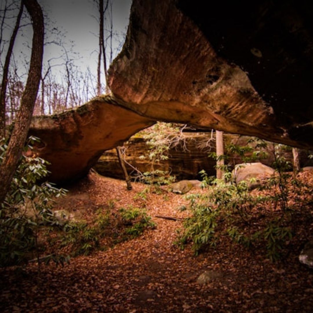 natural rock bridge in the wilderness